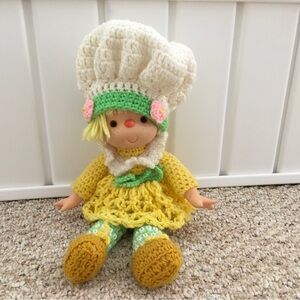 Vintage Lemon Meringue Crochet Doll